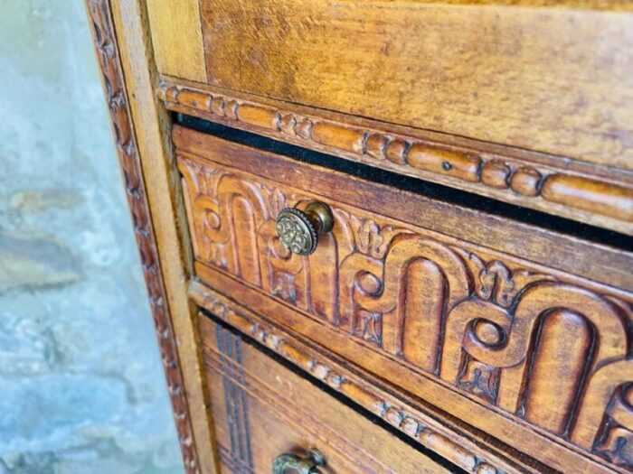 louis xvi french display cabinet with 5 drawers 1940s 7348