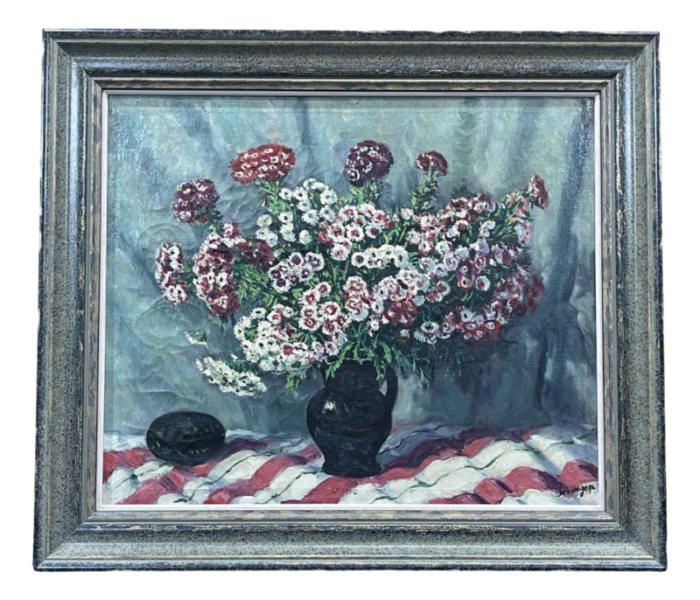 lucien seevagen bouquet of flowers 20th century oil on canvas framed 3168