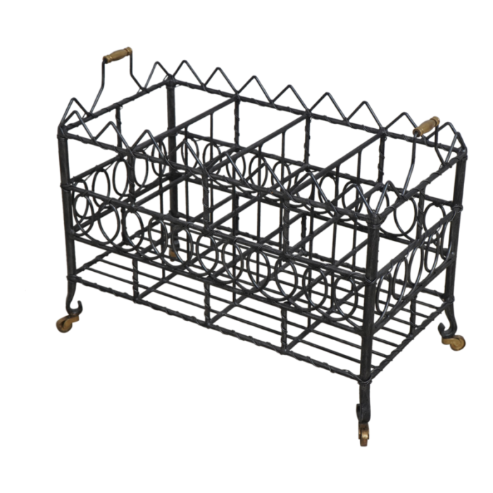 maitland smith iron and brass magazine rack 4188