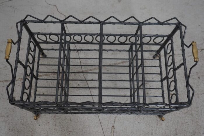 maitland smith iron and brass magazine rack 4435