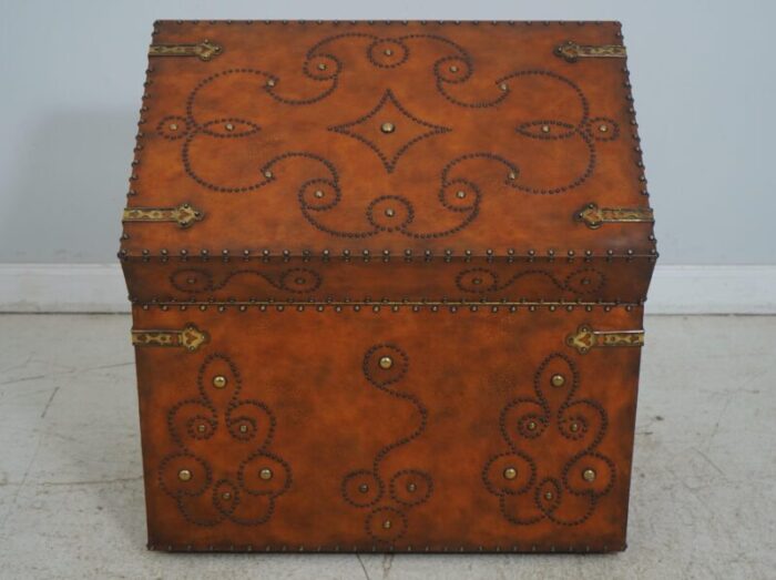 maitland smith leather wrapped tack head trunk 7828