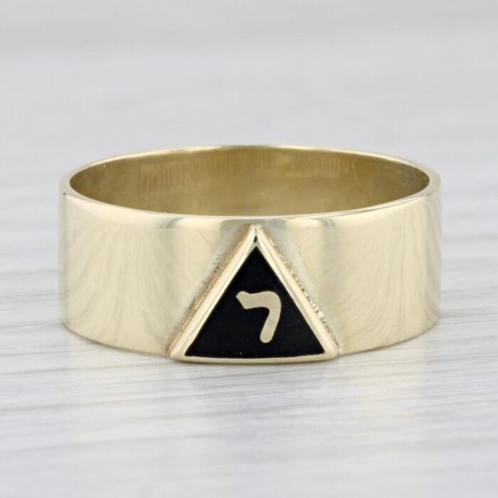 masonic 14th degree yod ring 14k yellow gold size 1075 scottish rite band 3924