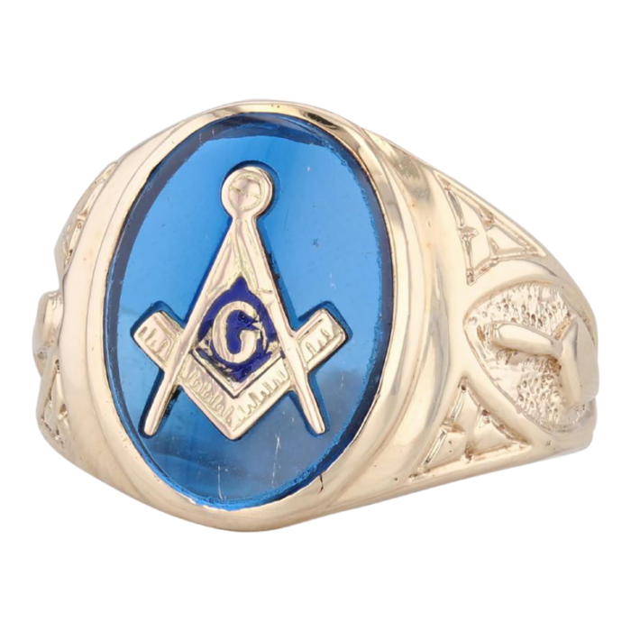 masonic signet ring lab created spinel 10k yellow gold size 775 blue lodge 1661