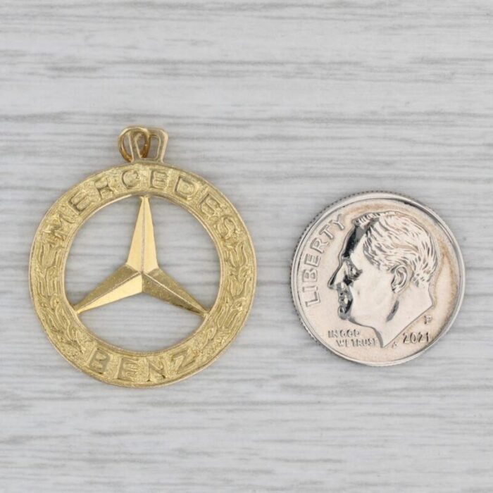 mercedes benz emblem logo pendant 18k yellow gold keepsake 7772