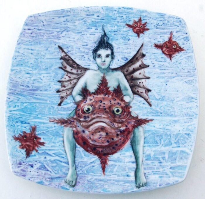 merman dessert plates by lithian ricci set of 2 1