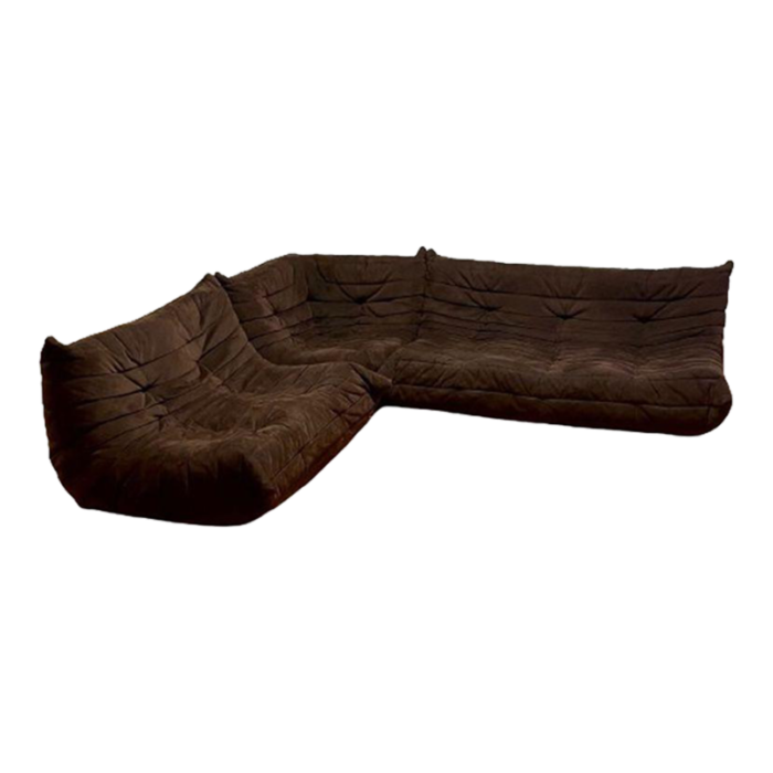 michel ducaroy ligne roset mid century modern togo sofa set brown suede 7052