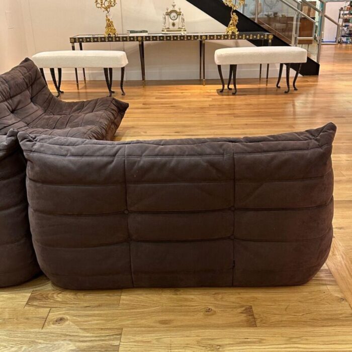 michel ducaroy ligne roset mid century modern togo sofa set brown suede 9437