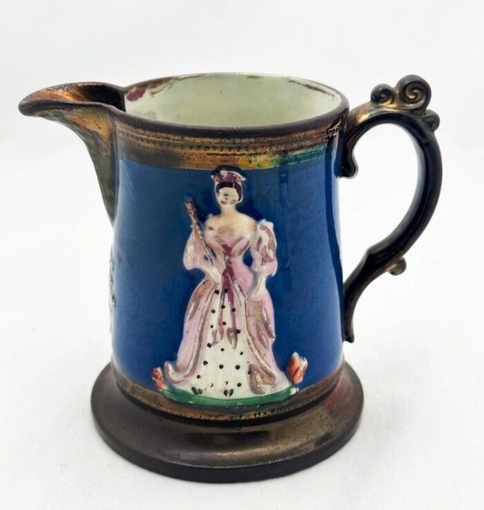 mid 19th century queen victoria prince albert marriage jug copper lustre 3990