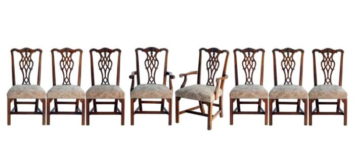 mid 20th century american made chippendale dining chairs set of 8 2315