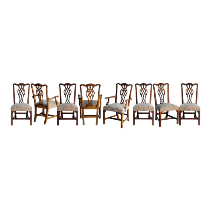 mid 20th century american made chippendale dining chairs set of 8 8833