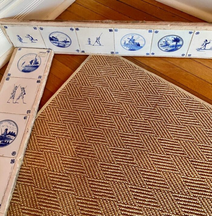 mid 20th century delft tile fire surround blue and white 2190