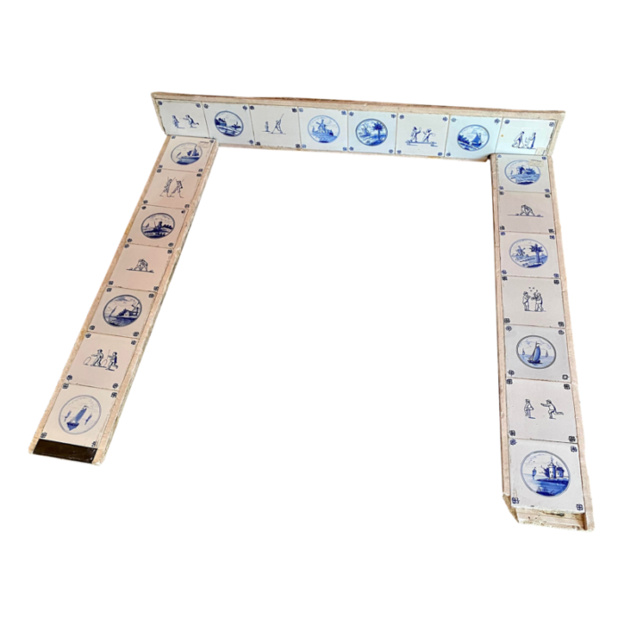 mid 20th century delft tile fire surround blue and white 7936