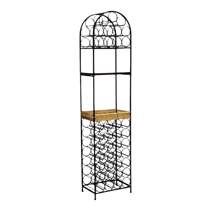 mid century arthur umanoff wine rack wrought iron rattan kitchen storage shelving 6653