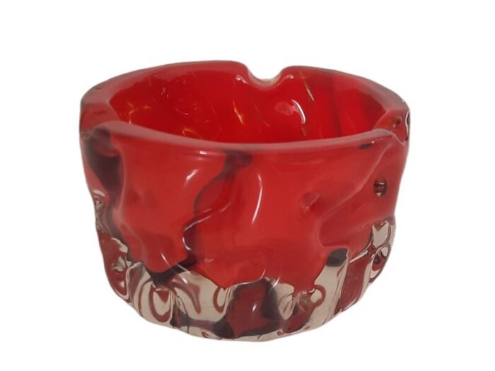 mid century ashtray in red murano 2