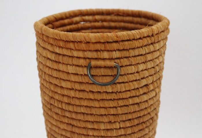 mid century brass raffia basket vienna 1950s 3