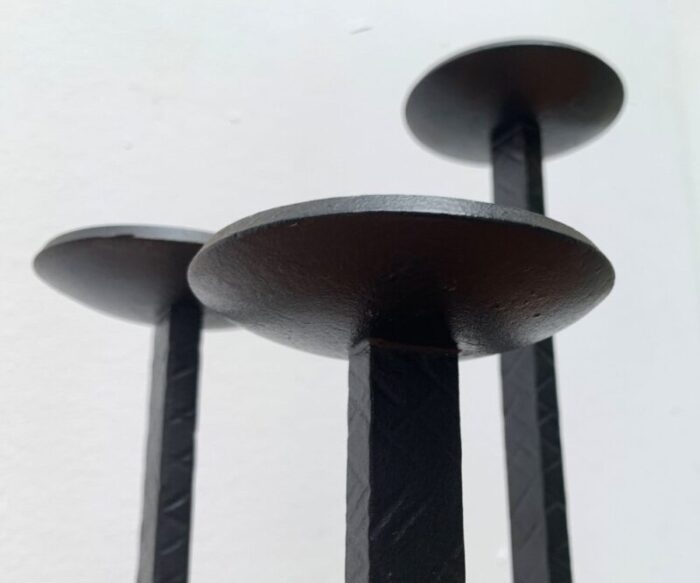 mid century brutalist wrought iron candleholder 1960s 17