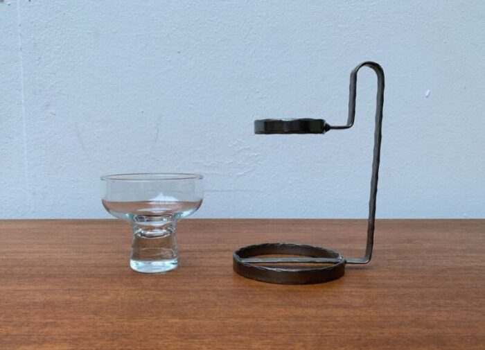 mid century danish metal and glass candleholder 1960s 10 2