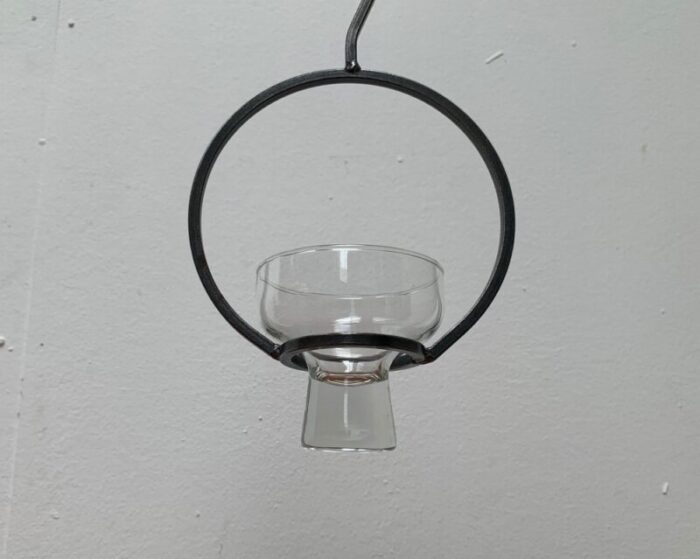 mid century danish metal and glass candleholder 1960s 10