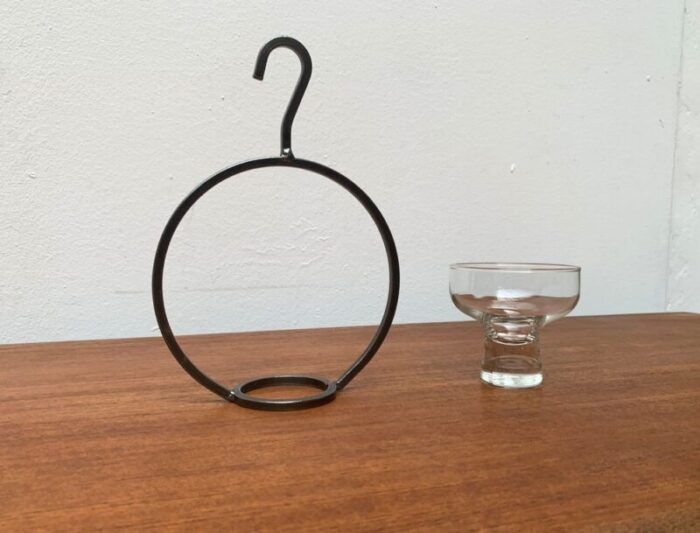 mid century danish metal and glass candleholder 1960s 11