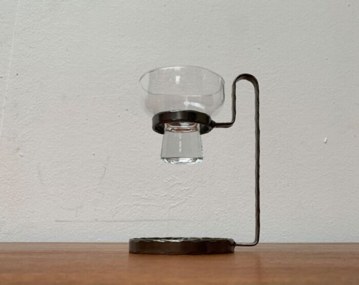 mid century danish metal and glass candleholder 1960s 12 1