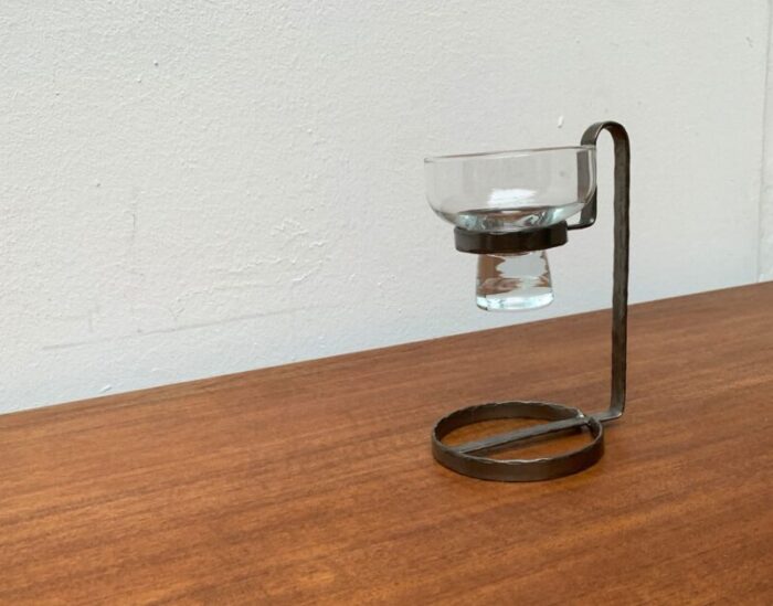 mid century danish metal and glass candleholder 1960s 14 1