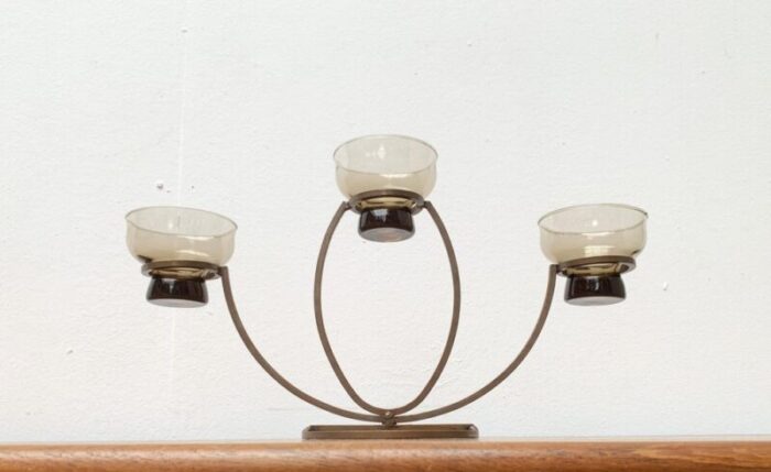 mid century danish metal and glass candleholder 1960s 14