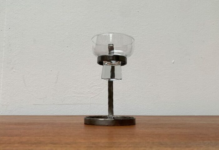 mid century danish metal and glass candleholder 1960s 16 1