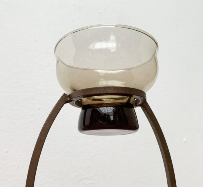 mid century danish metal and glass candleholder 1960s 16