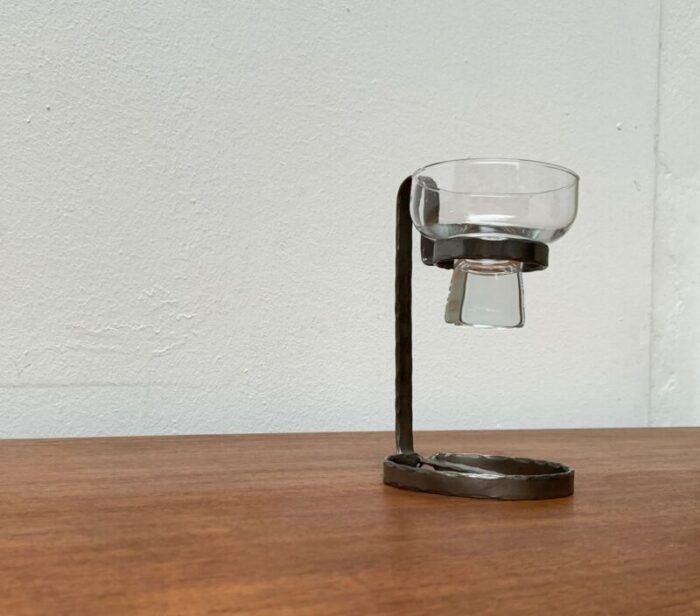 mid century danish metal and glass candleholder 1960s 20