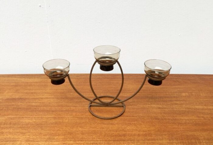 mid century danish metal and glass candleholder 1960s 5 1