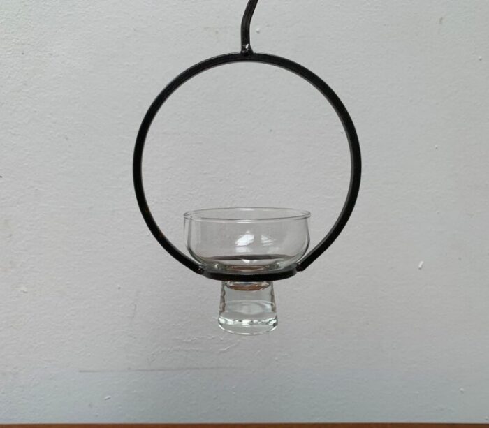 mid century danish metal and glass candleholder 1960s 6