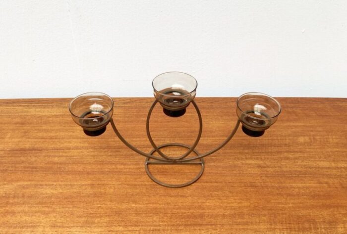 mid century danish metal and glass candleholder 1960s 7 1