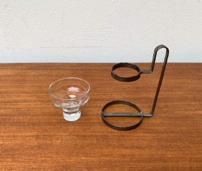 mid century danish metal and glass candleholder 1960s 7 2