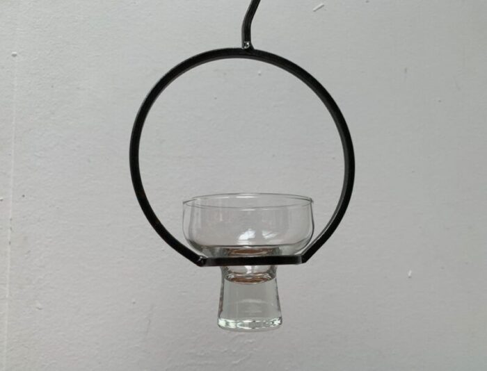 mid century danish metal and glass candleholder 1960s 9