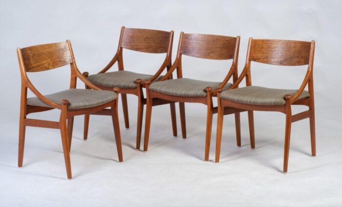 mid century dining chairs in teak by vestervig erikson for brdr tromborg 1960s set of 4 0428