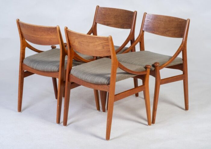 mid century dining chairs in teak by vestervig erikson for brdr tromborg 1960s set of 4 0742