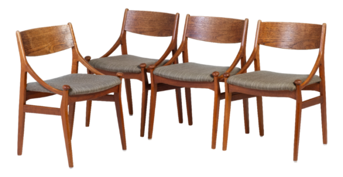 mid century dining chairs in teak by vestervig erikson for brdr tromborg 1960s set of 4 4423