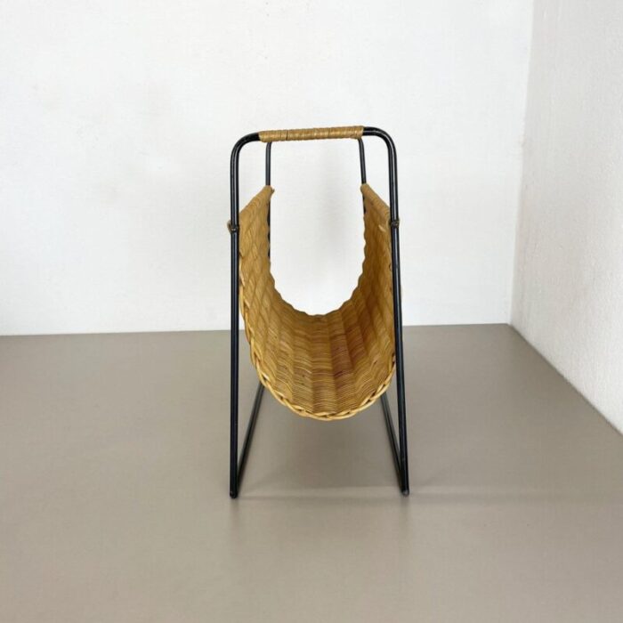 mid century french rattan magazine holder 1950s 7