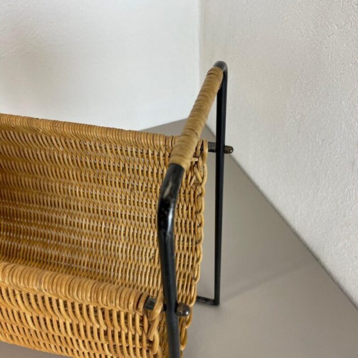 mid century french rattan magazine holder 1950s 9