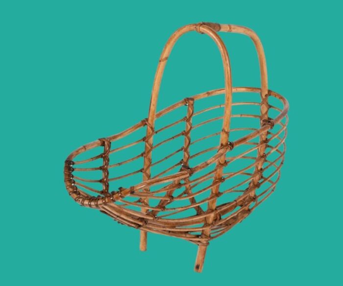 mid century french riviera bamboo rattan magazine rack italy 1960s 13