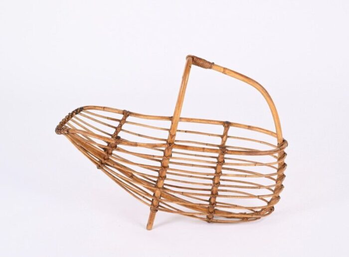 mid century french riviera bamboo rattan magazine rack italy 1960s 16