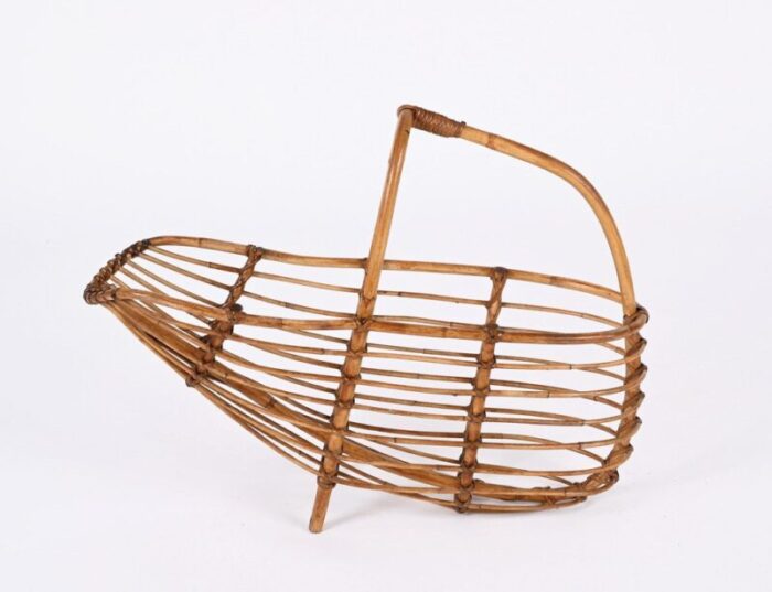 mid century french riviera bamboo rattan magazine rack italy 1960s 4