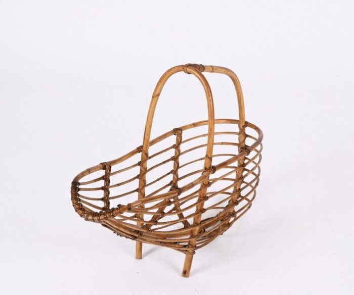 mid century french riviera bamboo rattan magazine rack italy 1960s 5