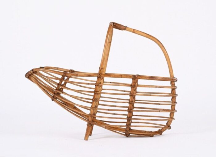 mid century french riviera bamboo rattan magazine rack italy 1960s 6