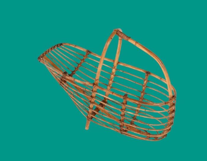 mid century french riviera bamboo rattan magazine rack italy 1960s 8