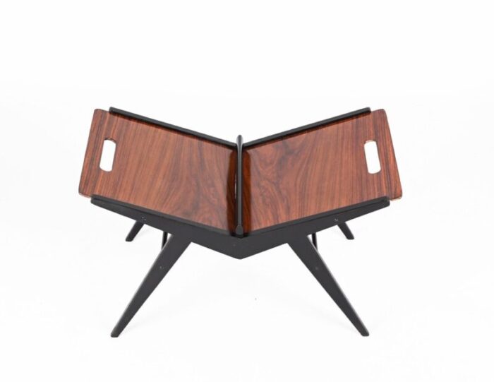 mid century italian black lacquered beech magazine rack by cesare lacca 1950s 3