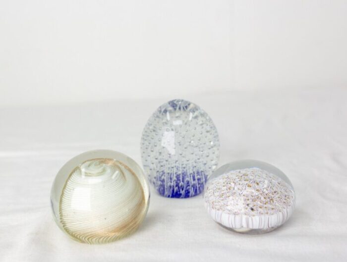 mid century italian paperweights in glass 1960 set of 3 2