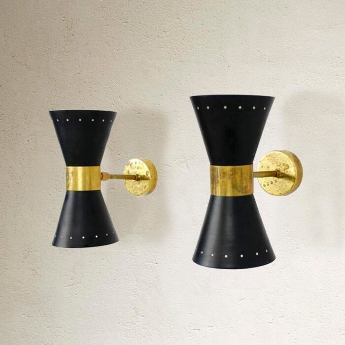 mid century italian sconces 1950s set of 2 0436