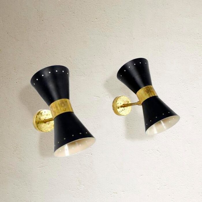 mid century italian sconces 1950s set of 2 3878