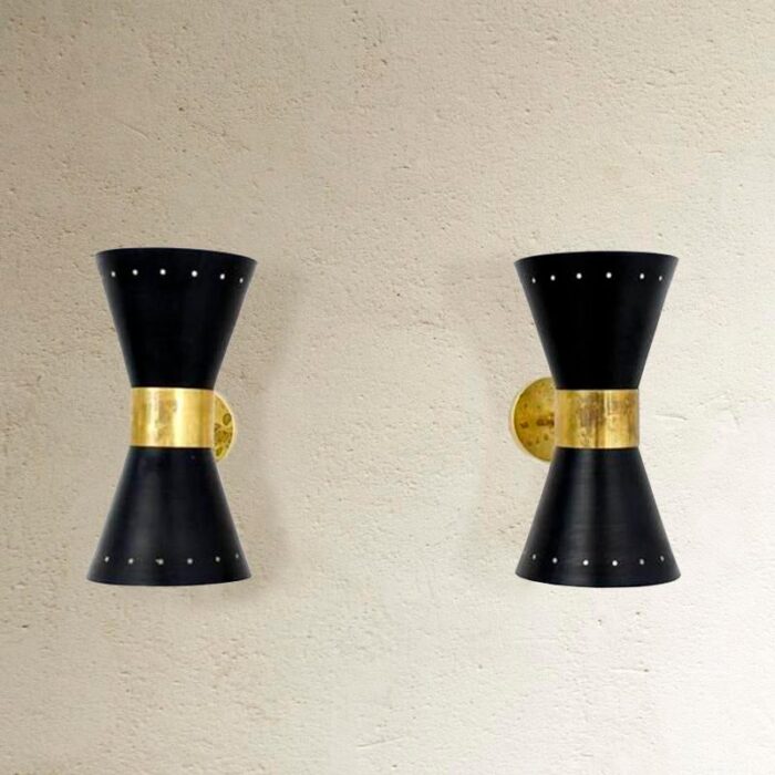 mid century italian sconces 1950s set of 2 7211